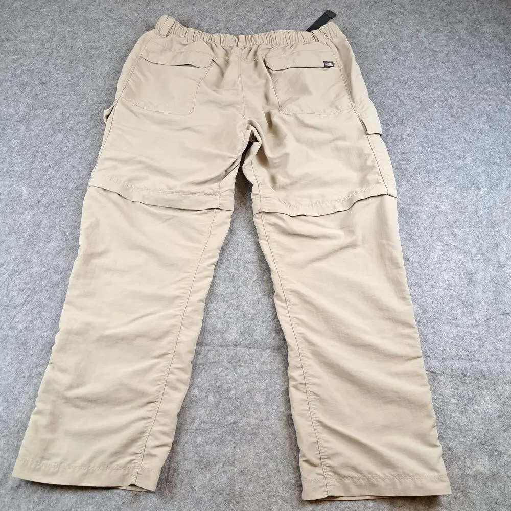 The North Face Pants Mens XL Tan Nylon Hiking Cargo Integrated Belt Outdoor
